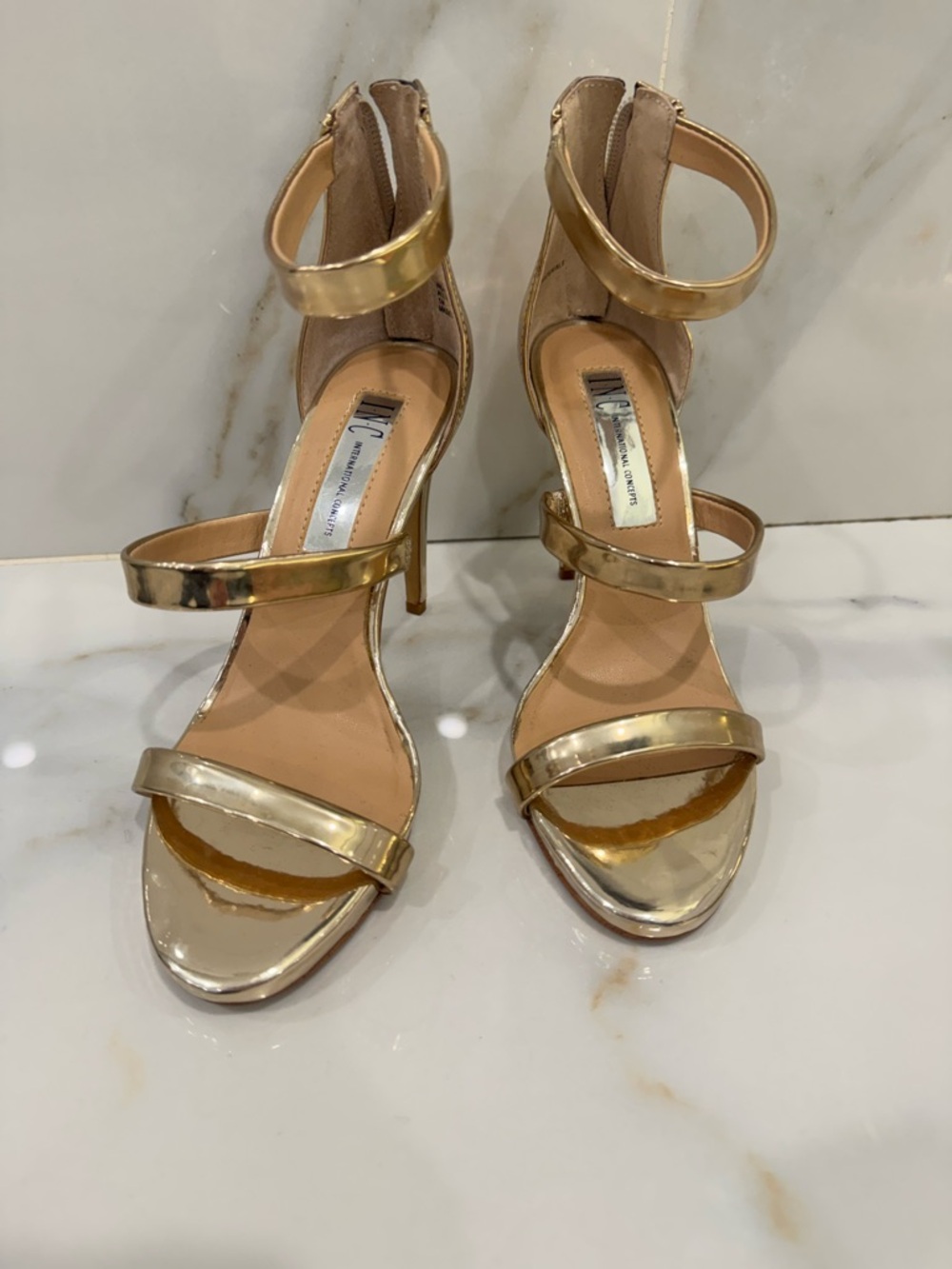 Metallic Gold Strappy High Heel Sandals - Women's size5 inspired by Giuseppe-s